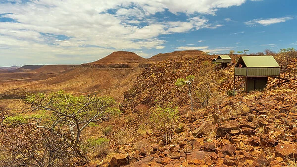 Africa, Namibia, Damaraland, Etendeka Plateau. The camp during the hike