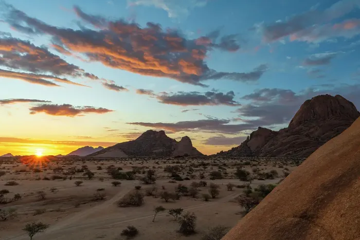Framed Print : Africa, Namibia. Erongo Region. Sunset in the Spitzkoppe area