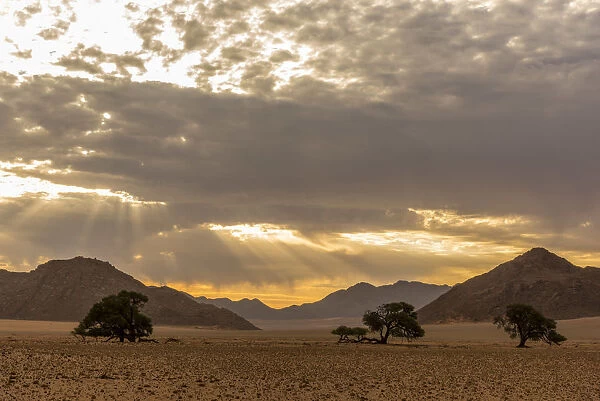 Africa, Namibia, Hardap region. A romantic sunset