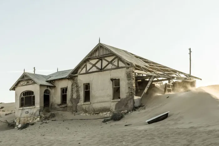 Framed Print : Africa, Namibia, Kolmanskop. The abandoned house of a teacher
