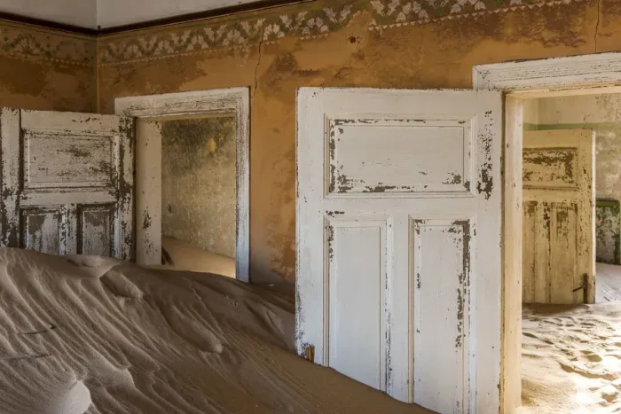 Framed Print : Africa, Namibia, Kolmanskop. inside one of the abandoned buildings Framed Print : Africa, Namibia, Kolmanskop. inside one of the abandoned buildings
