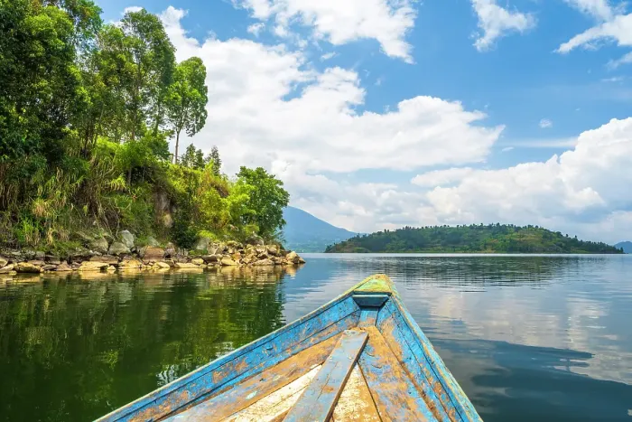Framed Print : africa, Rwanda, Burera Lake. View of the lake from the boat Framed Print : africa, Rwanda, Burera Lake. View of the lake from the boat