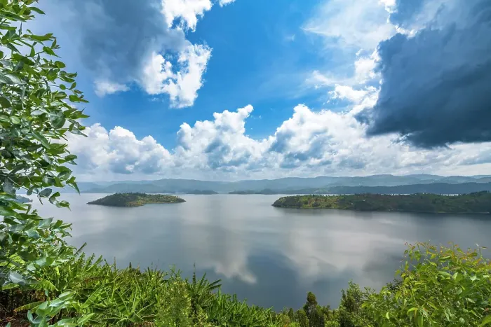 Framed Print : africa, Rwanda, Burera Lake. View over the lake with its little islets