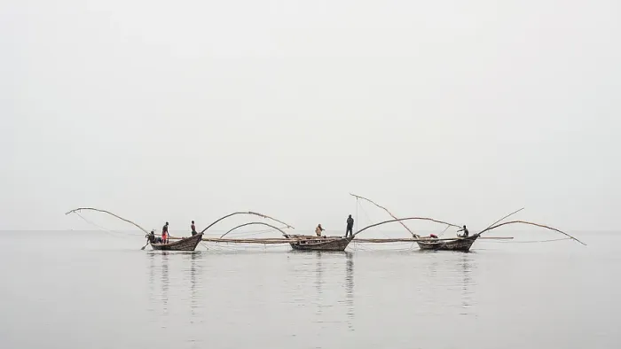 Framed Print : africa, Rwanda, Kivu Lake. Fishermen on traditional fishing boats in the middle of the lake Framed Print : africa, Rwanda, Kivu Lake. Fishermen on traditional fishing boats in the middle of the lake