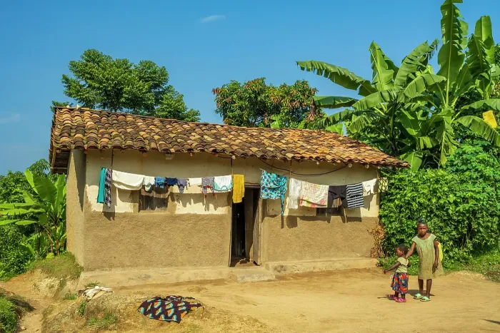 Framed Print : africa, Rwanda, Kivu Lake. A traditional house on the Congo Nile Trail Framed Print : africa, Rwanda, Kivu Lake. A traditional house on the Congo Nile Trail