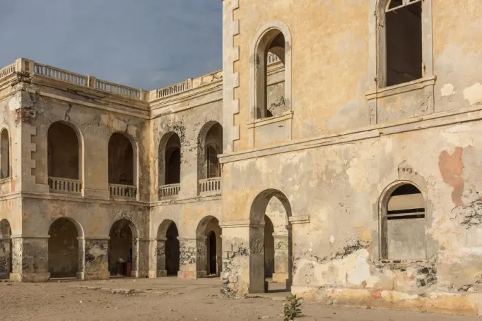 Framed Print : Africa, Senegal, Dakar. The abandoned governors palace of the Island Gora e Framed Print : Africa, Senegal, Dakar. The abandoned governors palace of the Island Gora e