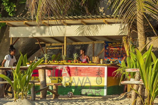 Africa, Seychelles, La Digue. The bar on the Anse Source d Argent