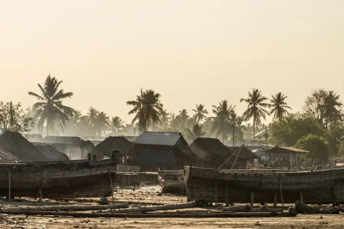 Framed Print : Africa, Tanzania, Lindi region. On the coast of Kilwa Kivinje, the fish smoker s