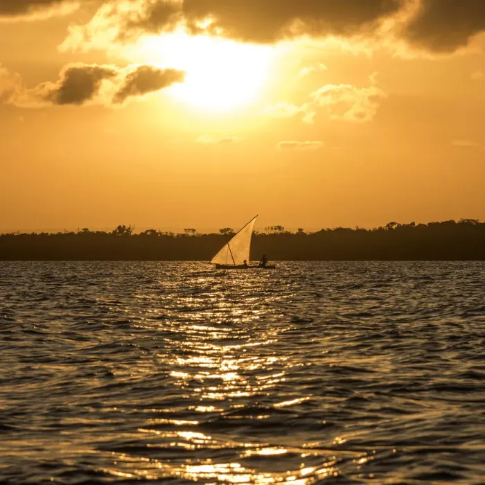 Framed Print : Africa, Tanzania, Lindi region. Songo Mnara Island. Fishermen returning home at sunset Framed Print : Africa, Tanzania, Lindi region. Songo Mnara Island. Fishermen returning home at sunset