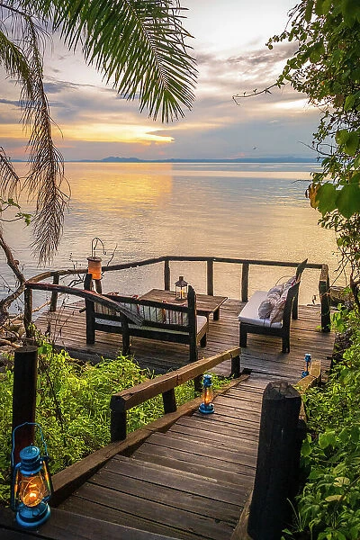 Africa, Tanzania, Mahale Mountains National Park. Sunset on Lake Tanganyika