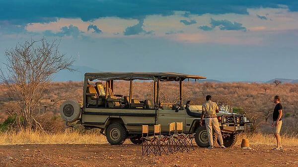 Africa, Tanzania, Ruaha National Park. Sundowner in a beautiful scenery