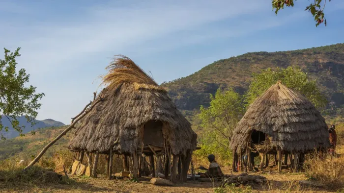 Framed Print : Africa, Uganda, Karamoja. Moroto. Dodoth village at the slopes of the Mount Moroto with the traditional buildings Framed Print : Africa, Uganda, Karamoja. Moroto. Dodoth village at the slopes of the Mount Moroto with the traditional buildings