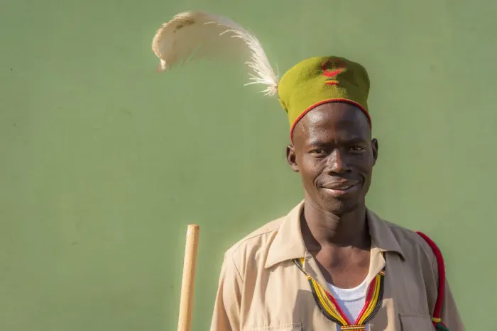 Framed Print : Africa, Uganda, Karamoja. Namalu. A young man during a wedding ceremony traditionally dressed Framed Print : Africa, Uganda, Karamoja. Namalu. A young man during a wedding ceremony traditionally dressed