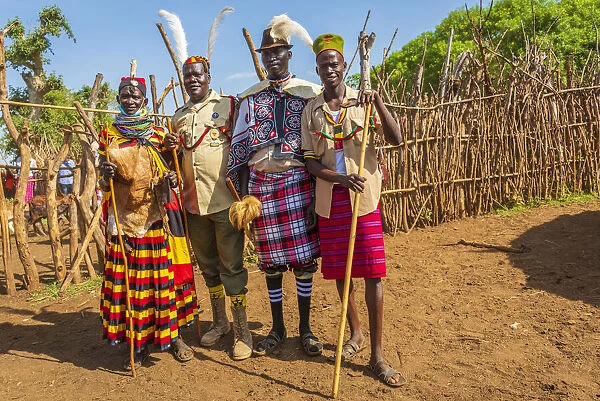Africa, Uganda, Karamoja. Namalu. A family during the wedding ceremony