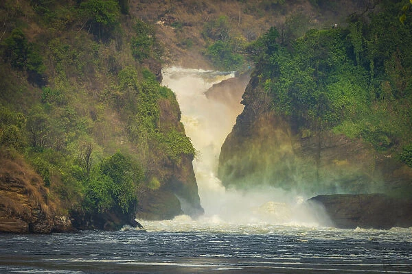 Africa, Uganda, Murchison Falls National Park. Bthe Murchison Falls seen from the Victoria Nile