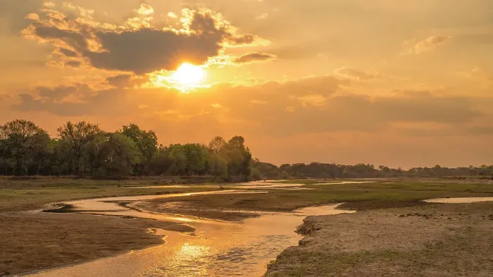 Framed Print : Africa, Zambia, North Luangwa National Park. Sunset on the Mlaweshi river Framed Print : Africa, Zambia, North Luangwa National Park. Sunset on the Mlaweshi river