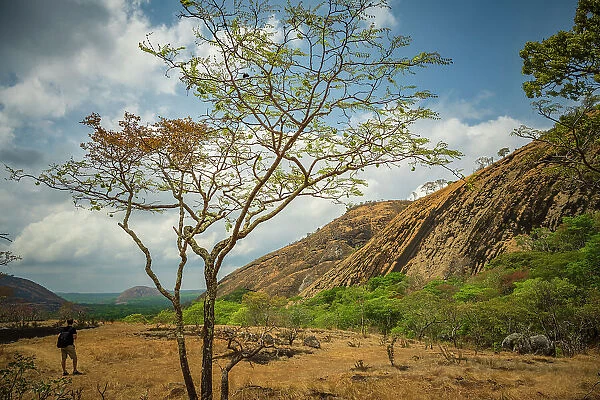 Africa, Zambia, Northern Zambia, Mutinondo Wilderness. On a hike in the rocky landscape of the natural area