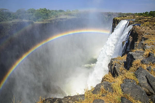 Africa, Zambia. The Victoria Falls during dry season