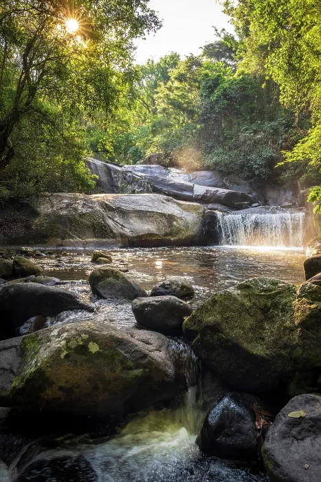 Framed Print : africa, Zimbabwe, Eastern Highlands, Honde Valley. The 3-man waterfall of Aberfoyle Lodge