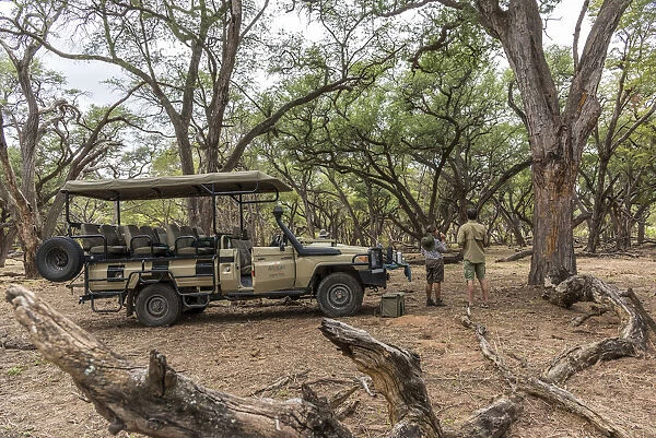 Africa, Zimbabwe, Hwange National park. Coffee break in the acacia forest during