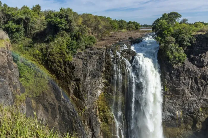 Framed Print : Africa, Zimbabwe, Matabeleland north. The Victoria Falls with low water Framed Print : Africa, Zimbabwe, Matabeleland north. The Victoria Falls with low water