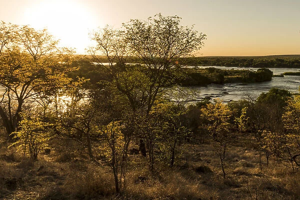 Africa, Zimbabwe, Matabeleland north. Rich, late afternoon light on the bush and over