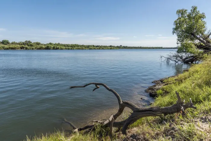 Framed Print : Africa, Zimbabwe, Matabeleland north. View across the Zambezi River Framed Print : Africa, Zimbabwe, Matabeleland north. View across the Zambezi River
