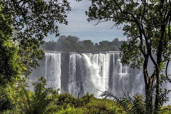 Africa, Zimbabwe, Matabeleland north. The Victoria Falls with low water