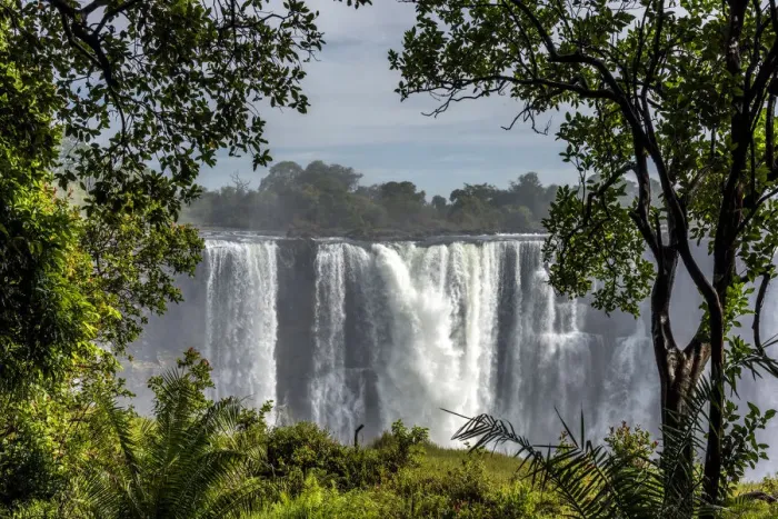 Framed Print : Africa, Zimbabwe, Matabeleland north. The Victoria Falls with low water Framed Print : Africa, Zimbabwe, Matabeleland north. The Victoria Falls with low water