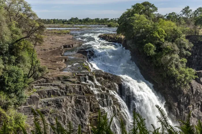 Framed Print : Africa, Zimbabwe, Matabeleland north. The Victoria Falls with low water Framed Print : Africa, Zimbabwe, Matabeleland north. The Victoria Falls with low water