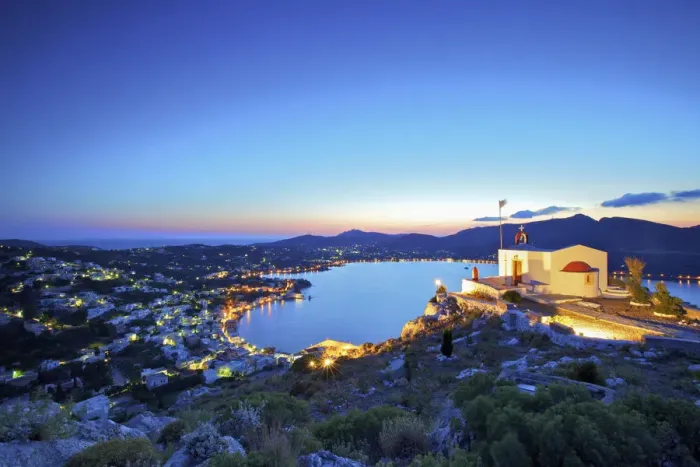 Framed Print : Aghia Evagelismos Chapel At Dusk With Agia Marina In The Background, Leros, Dodecanese Framed Print : Aghia Evagelismos Chapel At Dusk With Agia Marina In The Background, Leros, Dodecanese