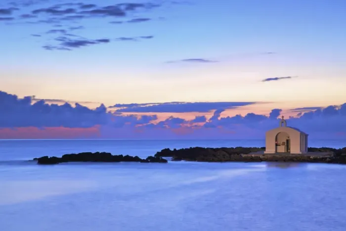 Framed Print : Agios Nikolaos Church at Sunrise, Georgioupoli, Crete, Greek Islands, Greece, Europe Framed Print : Agios Nikolaos Church at Sunrise, Georgioupoli, Crete, Greek Islands, Greece, Europe