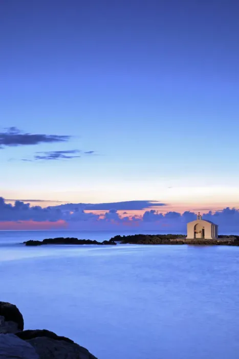 Framed Print : Agios Nikolaos Church at Sunrise, Georgioupoli, Crete, Greek Islands, Greece, Europe Framed Print : Agios Nikolaos Church at Sunrise, Georgioupoli, Crete, Greek Islands, Greece, Europe