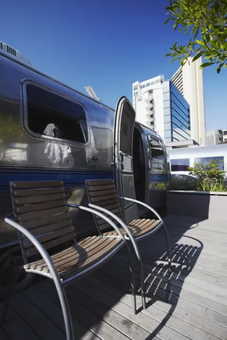 Framed Print : Airstream Trailer Park on rooftop of Grand Daddy Hotel, City Bowl, Cape Town, Western