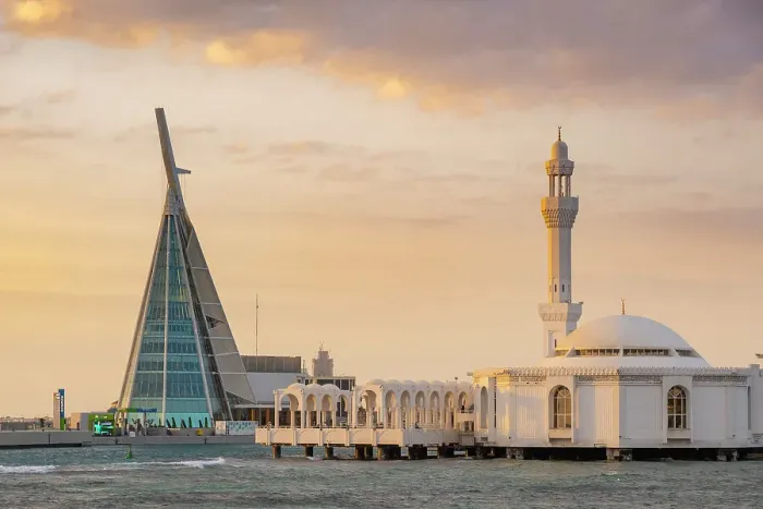Framed Print : Al Rahmah Mosque, Jeddah Corniche, Jeddah, Makkah Province, Saudi Arabia