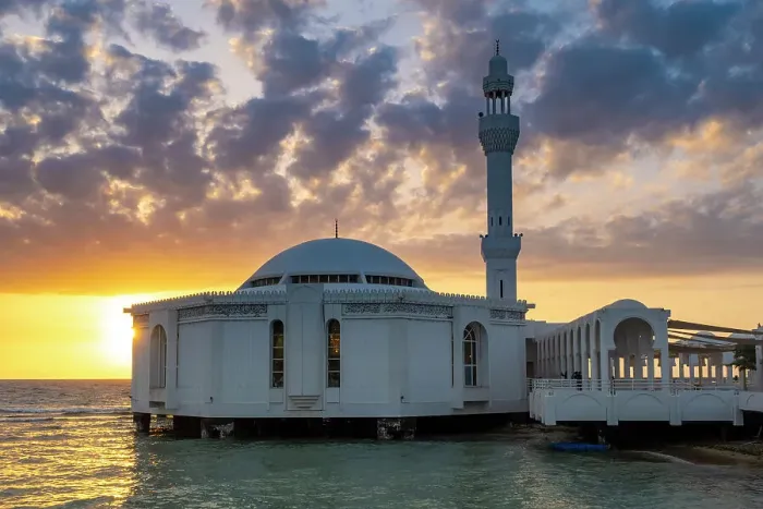 Framed Print : Al Rahmah Mosque, Jeddah Corniche, Jeddah, Makkah Province, Saudi Arabia