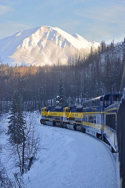 Alaska Railroad trip from Anchorage to Fairbanks in the winter, Alaska, USA