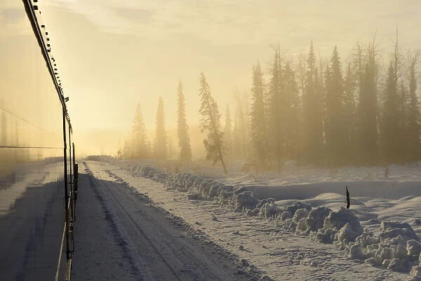 Alaska Railroad trip from Anchorage to Fairbanks in the winter, Alaska, USA