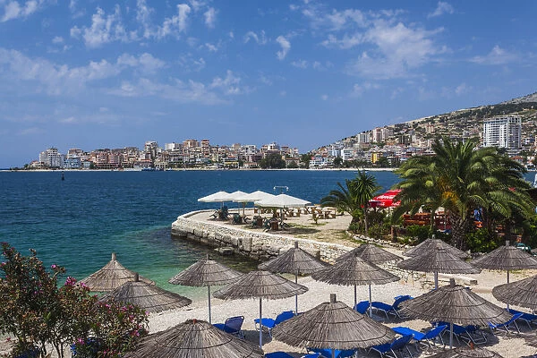 Albania, Albanian Riviera, Saranda, beachfront along the Ionian Sea