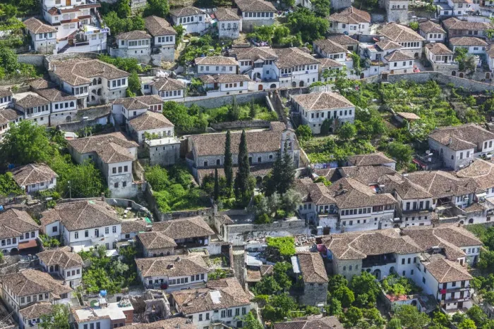 Framed Print : Albania, Berat-area, Gorica, elevated village view from the Kala Citadel Framed Print : Albania, Berat-area, Gorica, elevated village view from the Kala Citadel