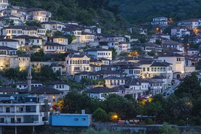 Framed Print : Albania, Berat, Ottoman-era buildings, dawn Framed Print : Albania, Berat, Ottoman-era buildings, dawn