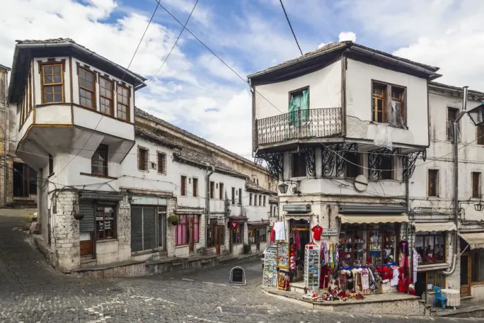 Framed Print : Albania, Gjirokastra, Ottoman-era town buildings Framed Print : Albania, Gjirokastra, Ottoman-era town buildings