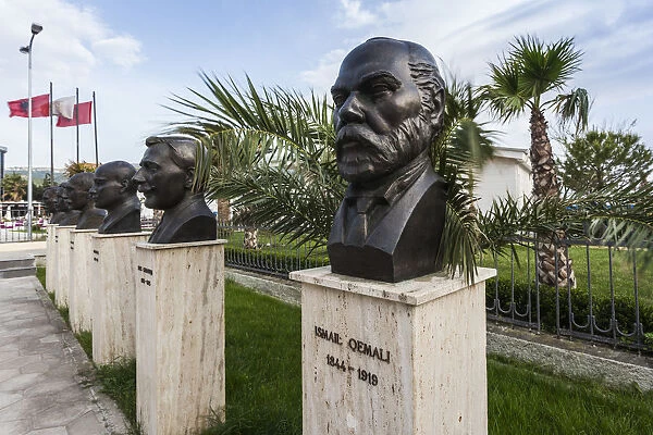 Albania, Vlora, Museum of Independence, busts of fighters for Albanian Independence
