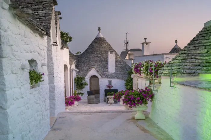 Framed Print : Alberobello, province of Bari, Apulia, Italy The typical Trulli huts at dawn Framed Print : Alberobello, province of Bari, Apulia, Italy The typical Trulli huts at dawn