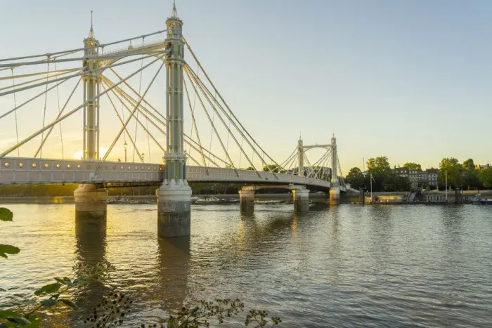 Framed Print : Albert Bridge at sunset, London, England, UK Framed Print : Albert Bridge at sunset, London, England, UK