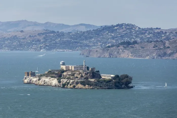 Framed Print : Alcatraz Island in the bay of San Francisco, Marin County, California, USA