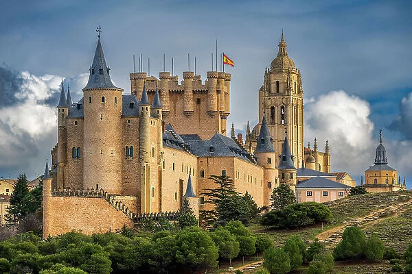 Alcazar medieval castle and Cathedral, Segovia, Castile and Leon, Spain