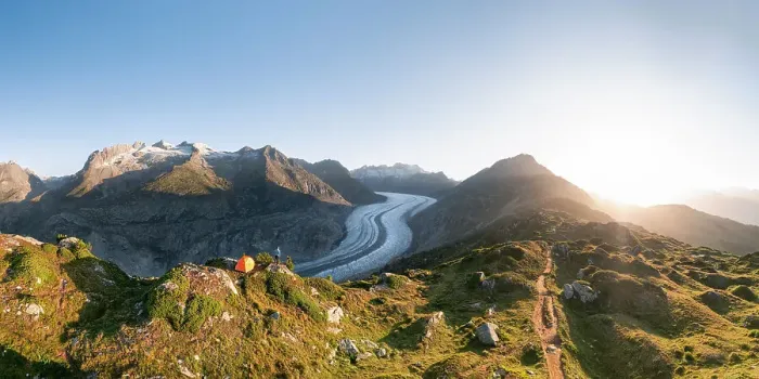 Framed Print : Aletsch Glacier at sunrise, Riederalp, Bernese Alps, Valais, Switzerland (MR)