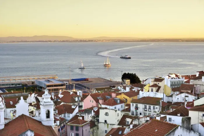 Framed Print : Alfama district at twilight facing the Tagus river. Lisbon, Portugal Framed Print : Alfama district at twilight facing the Tagus river. Lisbon, Portugal