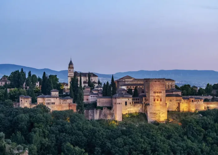 Framed Print : The Alhambra, a palace and fortress complex, dusk, Granada, Andalusia, Spain Framed Print : The Alhambra, a palace and fortress complex, dusk, Granada, Andalusia, Spain